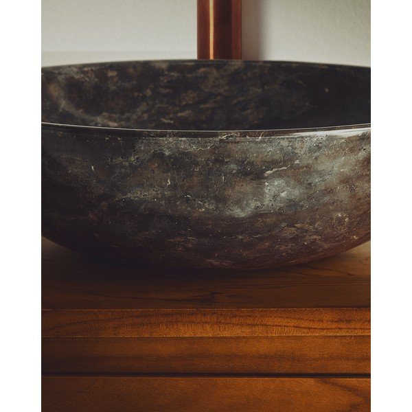 Szara kamienna okrągła umywalka ø 40 cm Darnen – Kave Home-image-2
