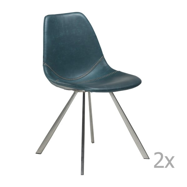 Zestaw 2 niebieskich krzeseł ze stalowymi nogami DAN– FORM Pitch