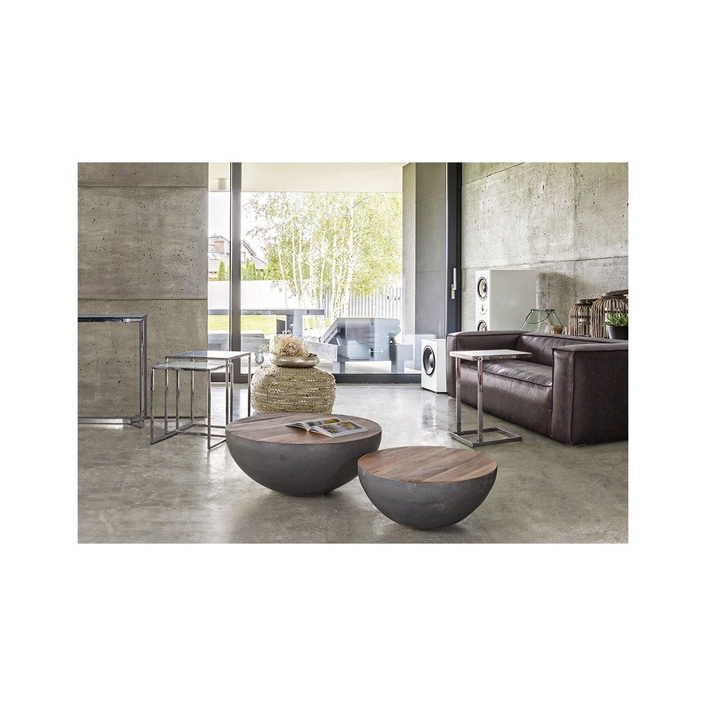 Szaro-naturalny metalowy okrągły stolik ø 70 cm Lancaster – Bizzotto (zdjęcie 4)