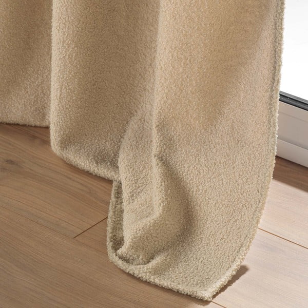 Beżowa zasłona z materiału bouclé 140x240 cm Wooly – douceur d'intérieur-image-4