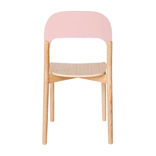 Krzesło z drewna dębowego z różowym oparciem HARTÔ Paula