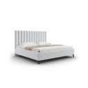 Jasnoszare tapicerowane łóżko dwuosobowe ze schowkiem i stelażem 140x200 cm Casey – Mazzini Beds