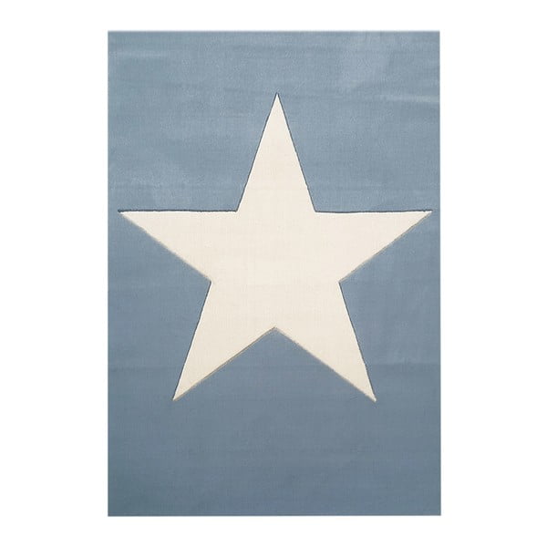 Niebieski dywan dziecięcy z wełny Happy Rugs Superstar, 160x230 cm
