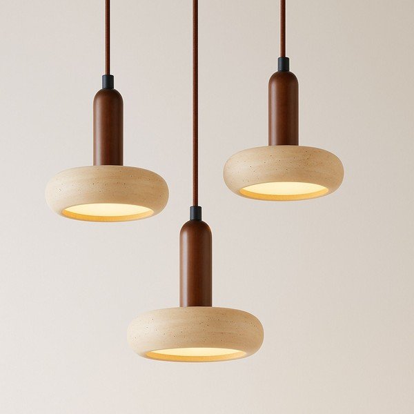 Brązowa/beżowa lampa wisząca LED z kamiennym kloszem ø 15 cm Karo – Opviq lights-image-2