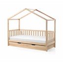 Łóżko dziecięce z litego drewna sosnowego w kształcie domku z wysuwanym łóżkiem ze schowkiem 90x200 cm DALLAS – Vipack