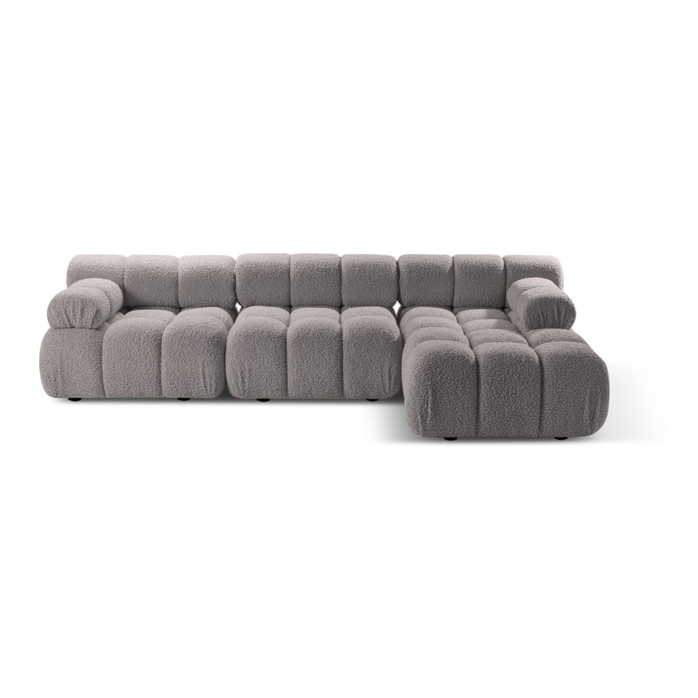 Jasnoszary narożnik modułowy z materiału bouclé (prawostronny) Bellis – Micadoni Home
