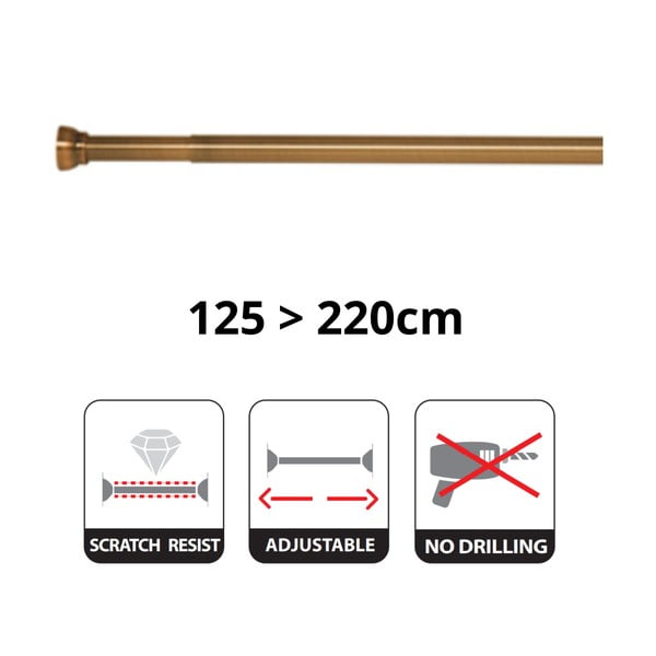Drążek na zasłonę prysznicową w kolorze matowego złota 125 - 200 cm Kreta – Spirella-image-3