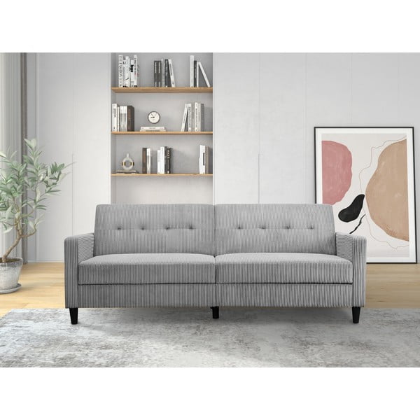 Jasnoszara sztruksowa rozkładana sofa 82 cm Hartford – Støraa-image-1