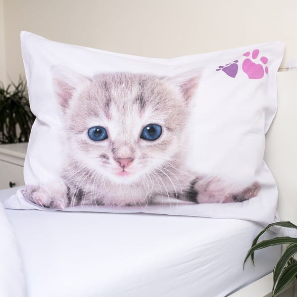 Biała bawełniana pościel dziecięca jednoosobowa 140x200 cm Kitten "Colour" – Jerry Fabrics-image-3