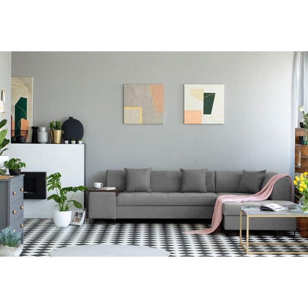 Jasnoszary narożnik z nogami w kolorze czarnym Cosmopolitan Design Orlando, prawy róg-image-1