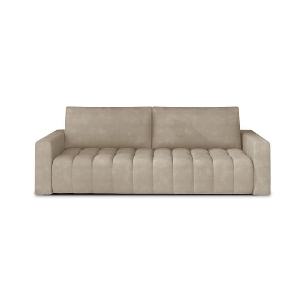 Beżowa aksamitna rozkładana/ze schowkiem sofa 247 cm Lazaro – ELTAP