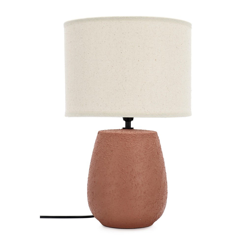 Lampa stołowa ceramiczna w kolorze terakoty z tekstylnym kloszem (wysokość 41,5 cm) Irvin – Yes Everyday