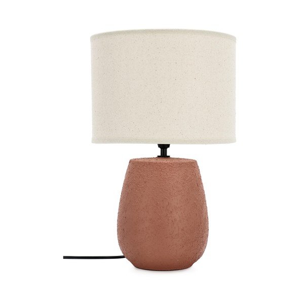 Lampa stołowa ceramiczna w kolorze terakoty z tekstylnym kloszem (wysokość 41,5 cm) Irvin – Yes Everyday