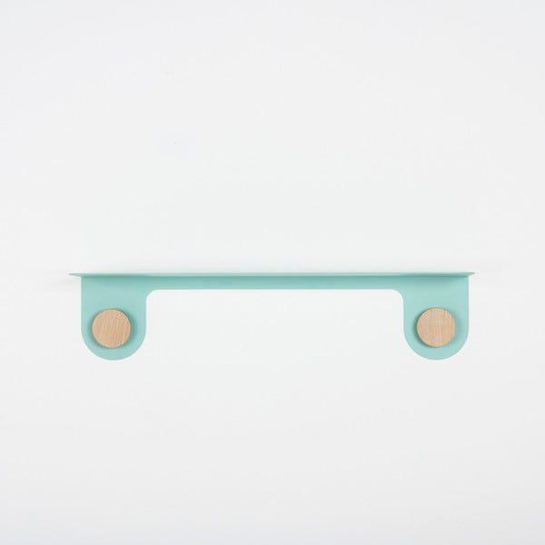 Zielona półka ze stali z detalem z drewna dębowego z 2 haczykami Gazzda Hook, dł. 60 cm-image-2