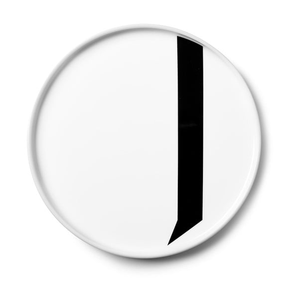 Biały porcelanowy talerzyk deserowy Design Letters J, ø 21,5 cm