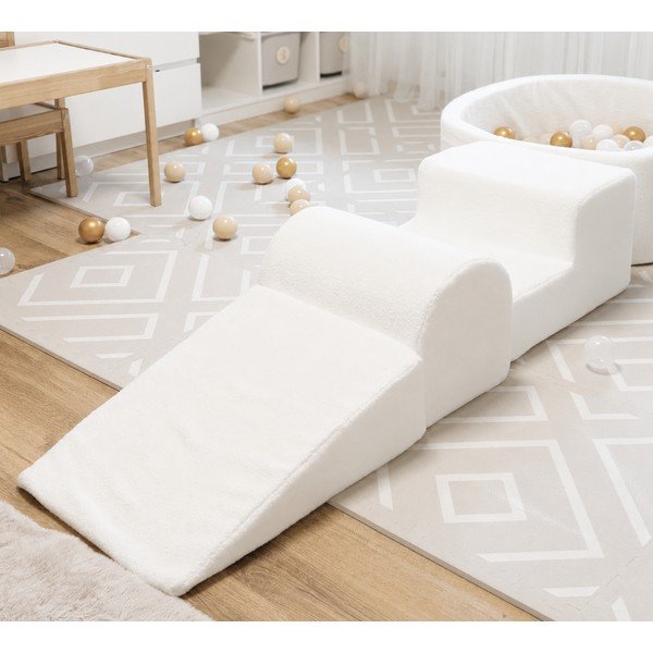 Biały piankowy plac zabaw 3 szt. z materiału bouclé wysokość 30 cm 45x143 cm – Meowbaby-image-1