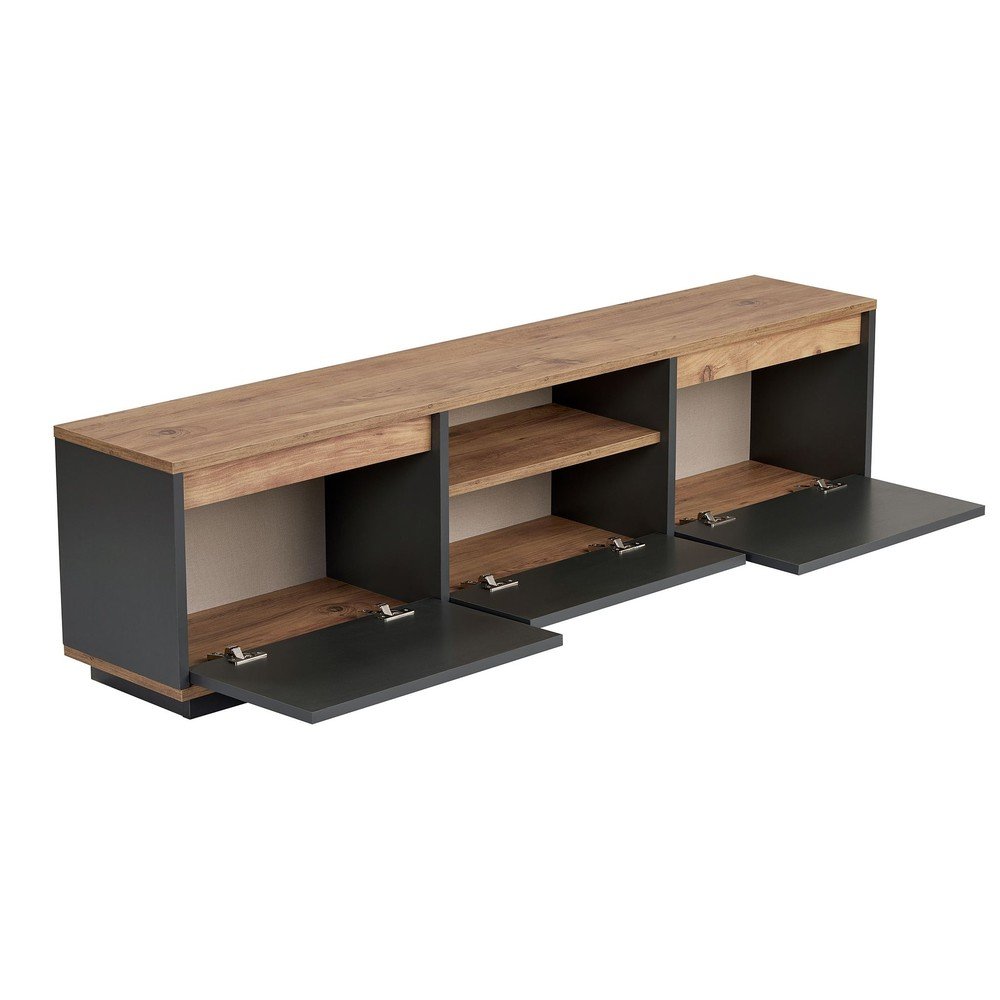 Antracytowa szafka pod TV 160x42x30 cm Sentinel – Kalune Design (zdjęcie 6)