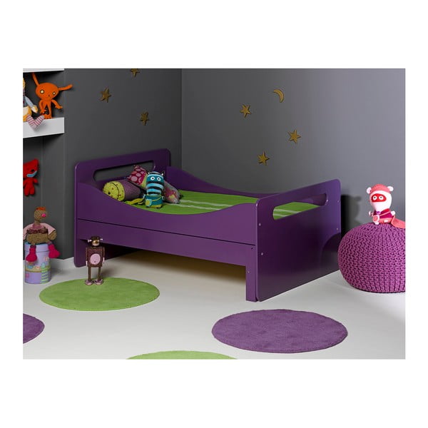 Fioletowe regulowane łóżko dziecięce JUNIOR Provence Féroe, 90x140 cm