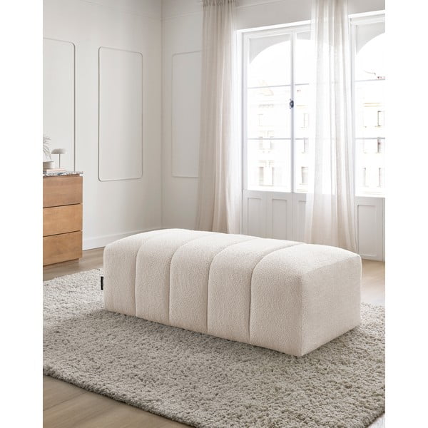 Biały podnóżek z materiału bouclé Annecy – Bobochic Paris-image-1