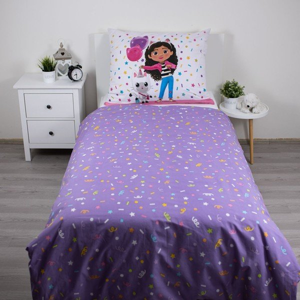 Bawełniana pościel dziecięca jednoosobowa 140x200 cm Gabby's Dollhouse "Confetti" – Jerry Fabrics-image-2