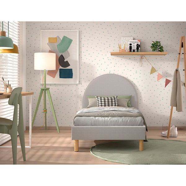 Szare tapicerowane łóżko ze stelażem 90x200 cm MOON – Vipack-image-3
