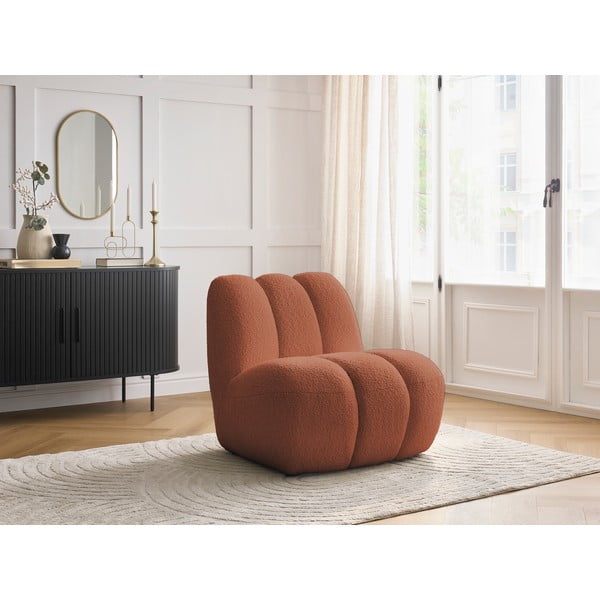 Ceglasty fotel z materiału bouclé Janissaire – Bobochic Paris-image-1