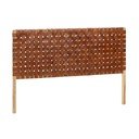 Zagłówek łóżka z drewna tekowego i skóry Kave Home Calixta, 153x110 cm