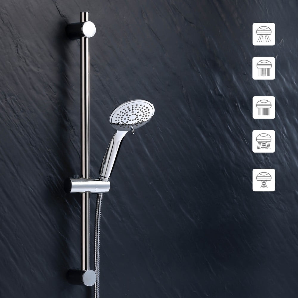 Plastikowy zestaw prysznicowy w kolorze matowego srebra ze słuchawką prysznicową 70 cm Hydro – douceur d'intérieur (zdjęcie 9)