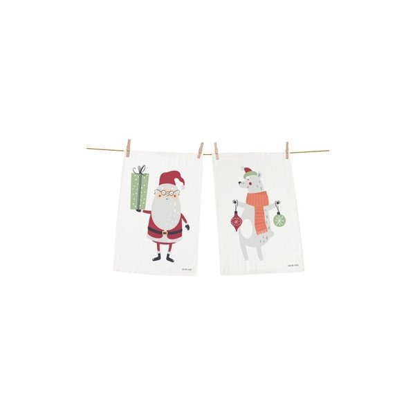 Zestaw 2 świątecznych ściereczek bawełnianych Butter Kings Christmas Creatures, 70x50 cm