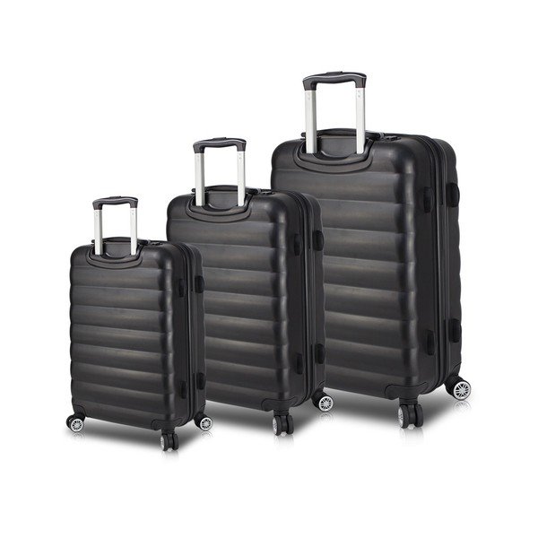 Zestaw 3 czarnych walizek na kółkach z USB My Valice RESSO Travel Set