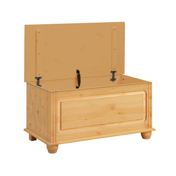 Brązowa skrzynia na kołdrę z litego drewna sosnowego Støraa Fiona-image-2