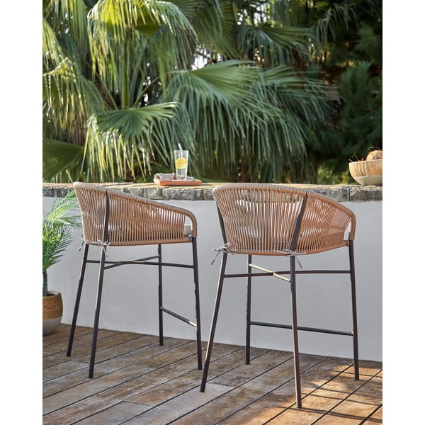 Beżowy metalowy/tapicerowany hoker ogrodowy Yanet – Kave Home-image-2