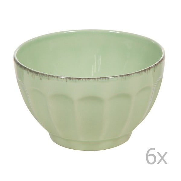 Zestaw 6 zelených miseczek ceramicznych Santiago Pons Ribbing, ⌀ 14 cm