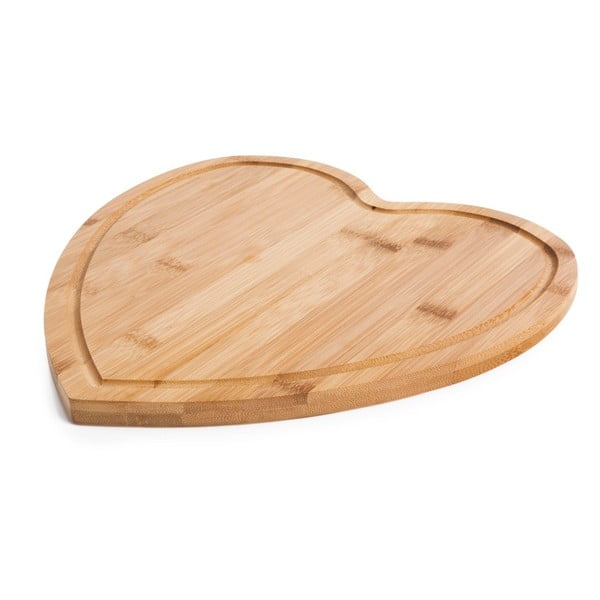 Bambusowa deska do serwowania w kształcie serca Bambum Chica, 32x31 cm