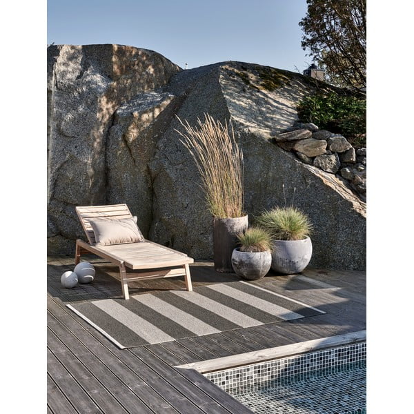 Antracytowo-kremowy chodnik odpowiedni na zewnątrz 70x150 cm Bob Charcoal Linen – Pappelina-image-1