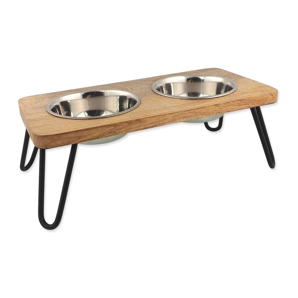 Drewniany zestaw misek ze stojakiem dla psów Dog Fantasy – Plaček Pet Products