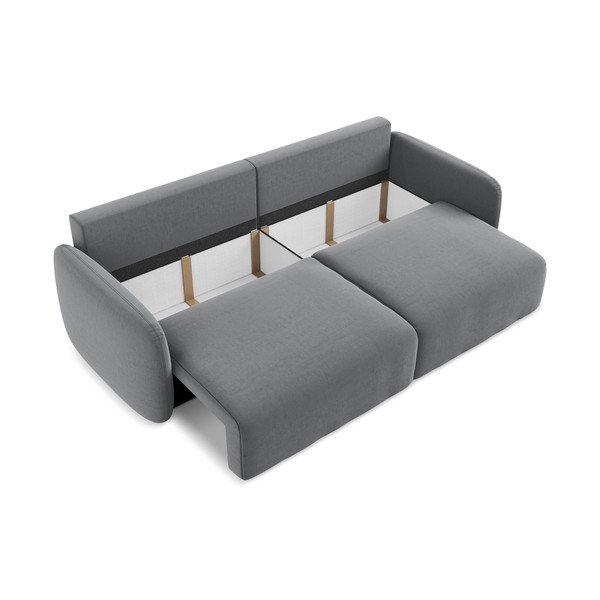 Szara aksamitna rozkładana/ze schowkiem sofa 238 cm Kalena – Makamii-image-4
