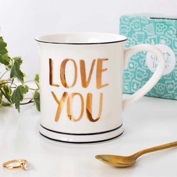 Biały porcelanowy kubek Sass & Belle Love You, 400 ml-image-1