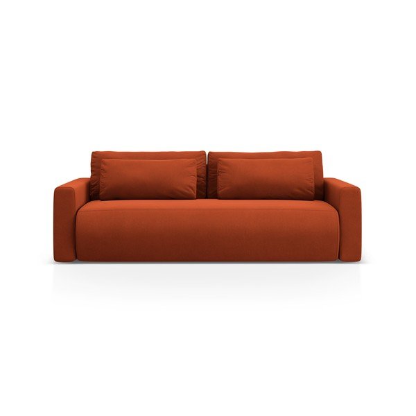 Ceglasta aksamitna rozkładana sofa ze schowkiem 238 cm Belfast – Cosmopolitan Design