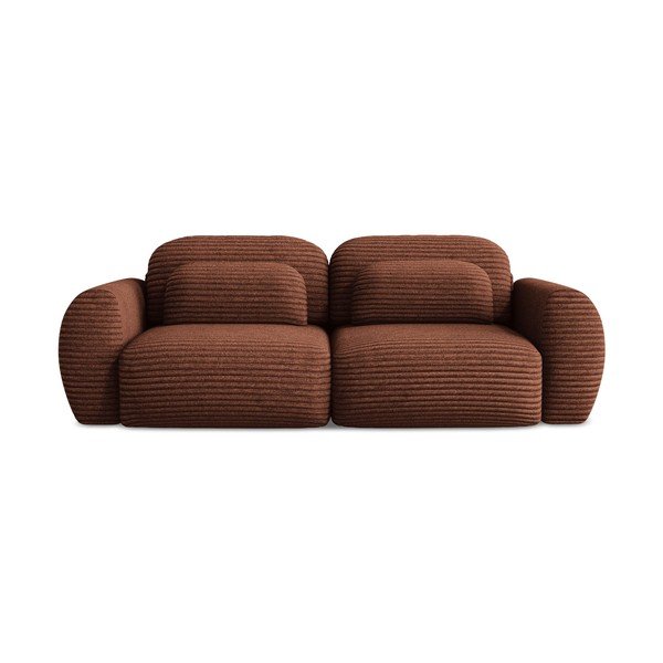Sztruksowa rozkładana sofa w kolorze terakoty ze schowkiem266 cm Kini – Makamii