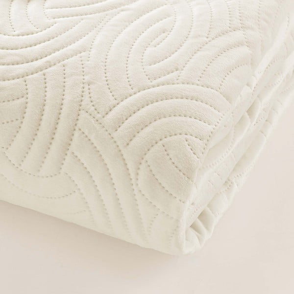 Beżowa narzuta z aksamitu 220x240 cm Solange – douceur d'intérieur-image-1