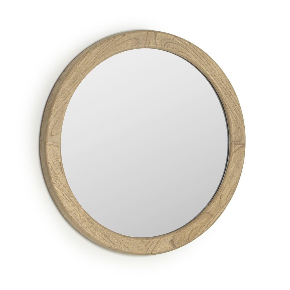 Lustro z drewnianą ramą ścienne ø 50 cm Alum – Kave Home