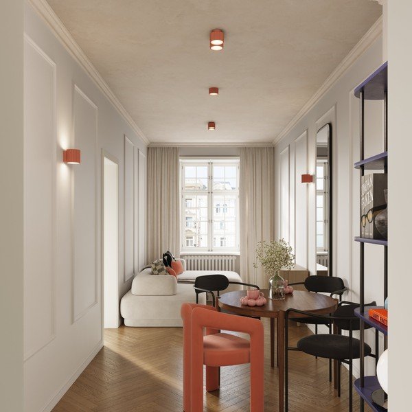 Brzoskwiniowa metalowa lampa punktowa ø 10 cm Zora – Sollux-image-2