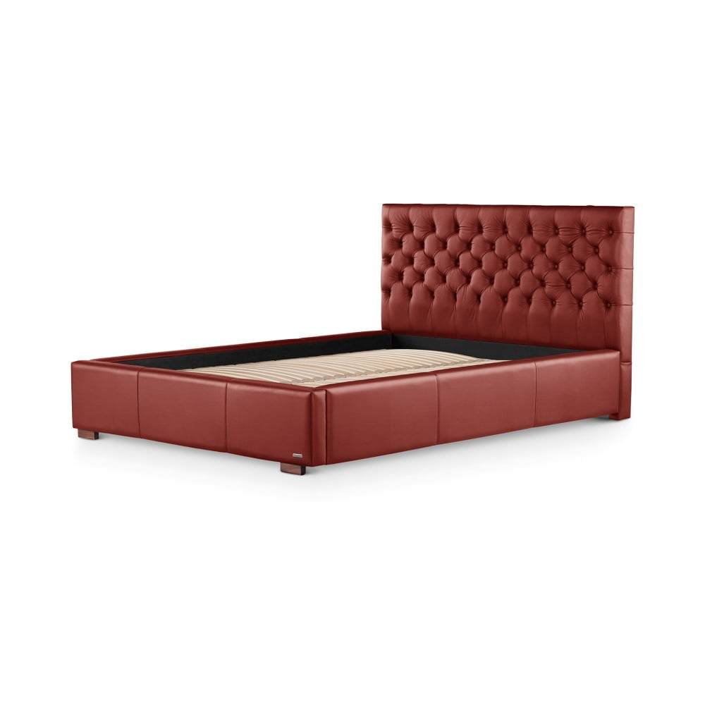 Czerwone łóżko ze schowkiem Ted Lapidus Maison AMÉTHYSTE, 160x200 cm