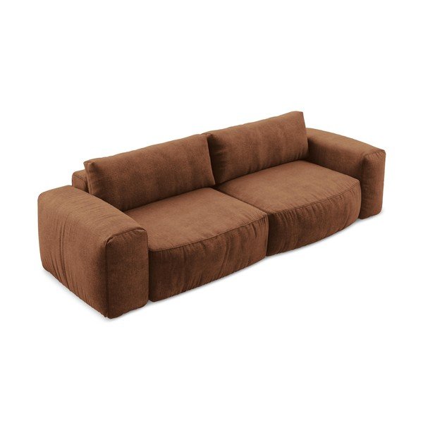 Rozkładana sofa z tkaniny szenilowej w kolorze terakoty 275 cm Kuki – Makamii-image-3