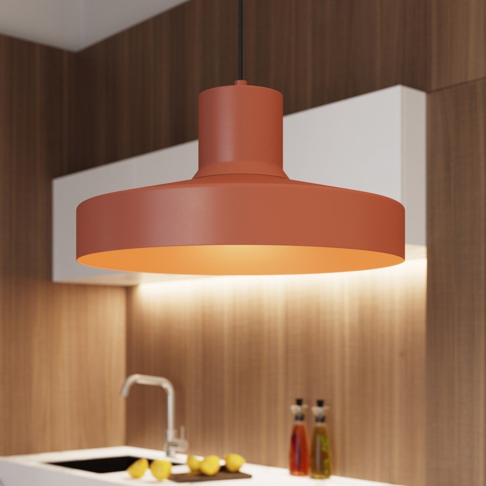 Pomarańczowa lampa wisząca z metalowym kloszem Vito – Sollux (zdjęcie 8)