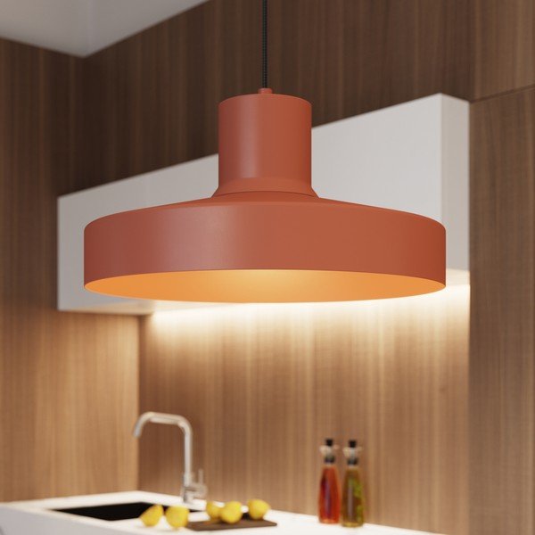 Pomarańczowa lampa wisząca z metalowym kloszem Vito – Sollux-image-3