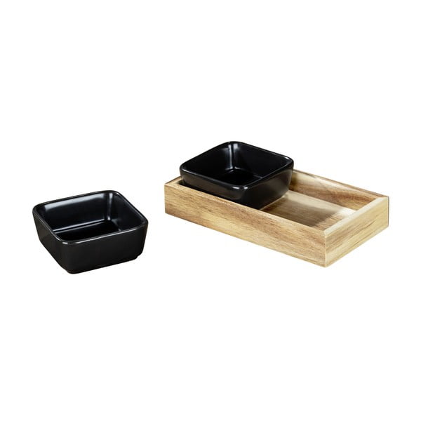 Czarne ceramiczne miski do serwowania z tacą 2 szt. Elo – Wenko-image-2