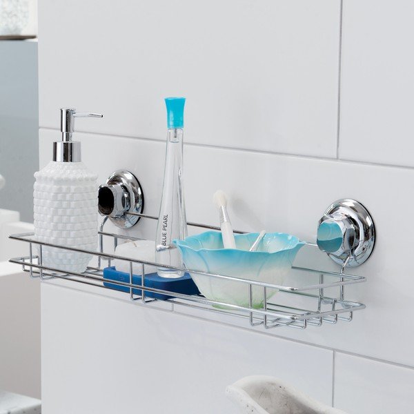 Samoprzylepna metalowa półka łazienkowa w kolorze srebra Bestlock Bath – Compactor-image-1