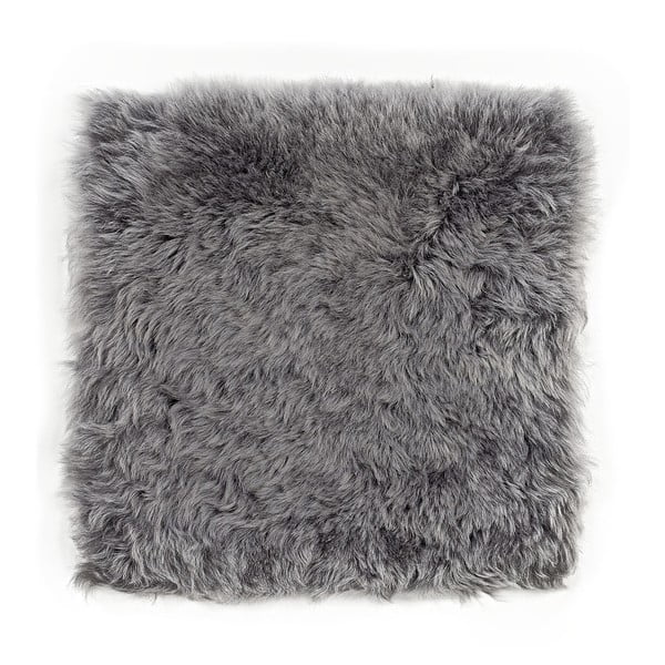 Szara poduszka futrzana do siedzenia z krótkim włosiem, 37x37 cm